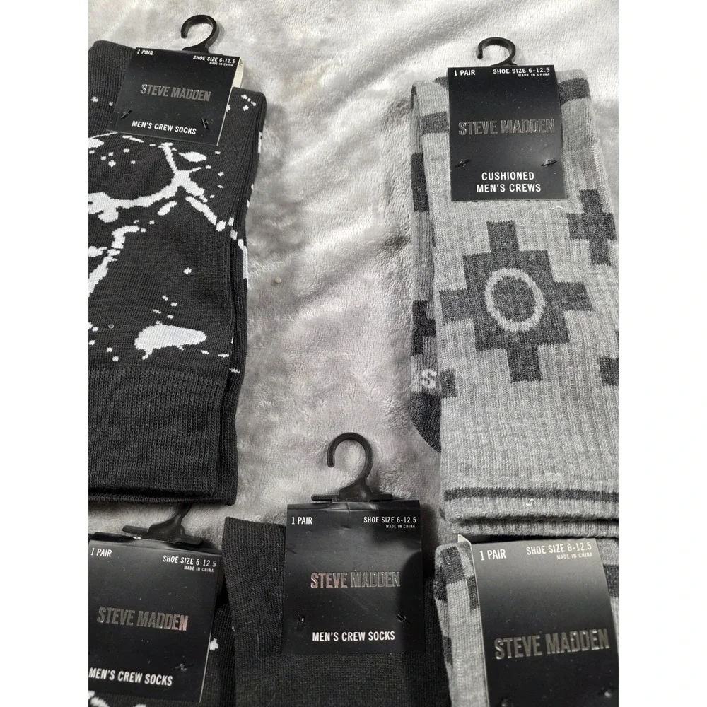 NWT Steve‎ Madden crew socks 6-12.5 5 pack Abstract/Mom/Aztec
